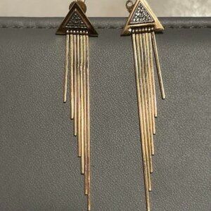 1980's Wonderfully Designer 14kyg / Diamond Pave Fringe DesignerEarrings